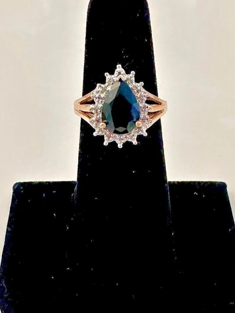 Solid 10k onyx and diamond ring